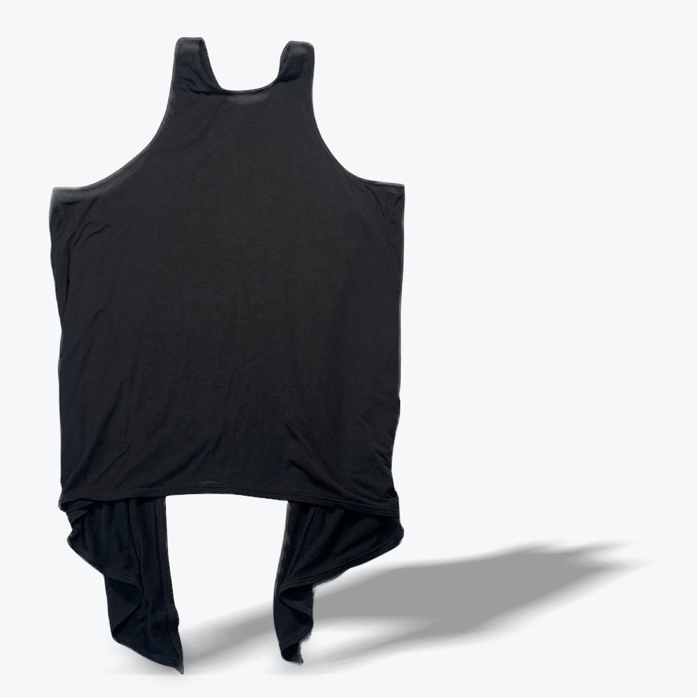 Carbon38 Tank Top Split Back Tie Back Activewear Black Made in USA Womens XS